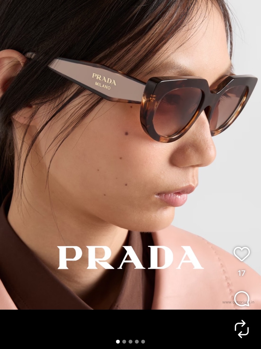 Prada Tortoiseshell Brown Cat-Eye Sunglasses